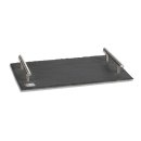 SLATE rectengular tray with stainless handles