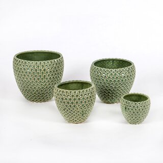 Keramik-Topf Perlendekor 17xh.15cm grün