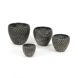 Keramik-Topf Perlendekor 9xh.75cm blau-grau