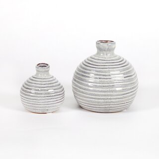 Keramik Mini-Vase Samos kugelig 95xh.10cm weiss-antik glasiert