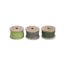 Leather rope 10m on wooden spool 3pc mix