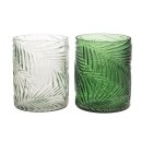 Candle holder with leaf pattern glass 10x10x13cm 1pc mix...