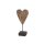 Teak heart on stand L 35cm