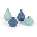 Keramik Vase 9/14cm matt blau+hell-blau