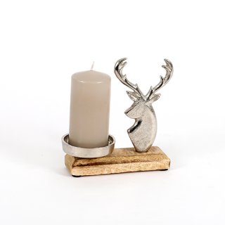 Kerzenhalter  Hirschkopf  Alu-Holz
