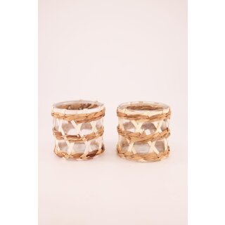 PD Kerzenhalter Glas geflochten