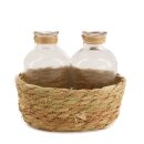 PD Korb aus Stoff Beach mit 2 Glasflaschen