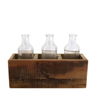 Kiste aus Holz Baddek mit 3 Flaschen