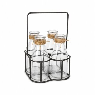 Metallhalterung mit Henkel f&uuml;r 4 Glasflasche