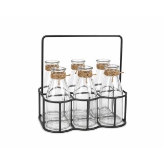 Metallhalterung mit Henkel f&uuml;r 6 Glasflasche