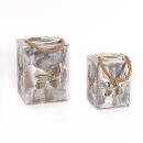 PD Holz-Laterne Schmetterling mit Glas