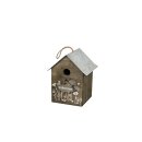 Vogelhaus aus Holz mit ZinkdachundDekor S