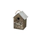 Vogelhaus aus Holz mit ZinkdachundDekor L