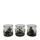 Teelichthalter Wals aus Metall mit Glas