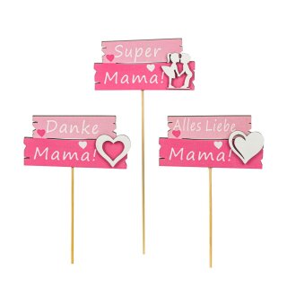 Holzstecker für Mama assortiert