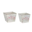 PD Holz Pflanzkiste 2er SET Rosa Bl&uuml;ten