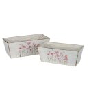 PD Holz Pflanzkiste 2er SET Rosa Bl&uuml;ten rechteck