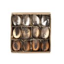 Hühnereier Unifarben mit Feder Box 12Stk