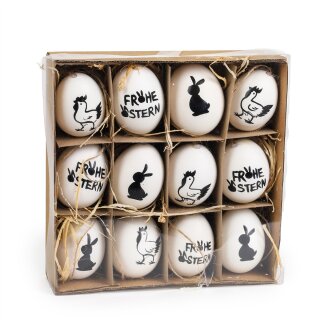 Ostereier Hase&Huhn Box 12Stk
