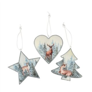 Ornamente zum Hängen 3er Box assortiert