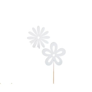 Blumenstecker Holzflower weiss assortiert 24Stk