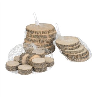 Holzscheiben mit Rinde 6 St&uuml;ck im Netz S