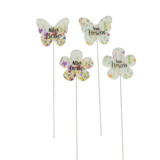 Blume/Schmetterling-Stecker 4er assortiert
