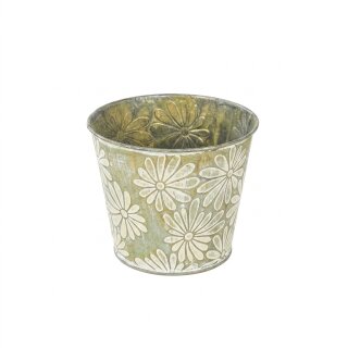 Zinktopf Bl&uuml;te Patina S