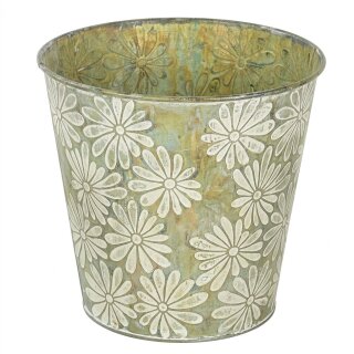 Zinktopf Bl&uuml;te Patina XL