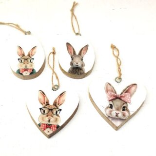H&auml;nge-Ornament Hasen 4er assortiert