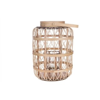 Bamboo lantern 39x39x50cm with glass