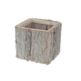 Tree bark square pot 19x19x17cm w/pl