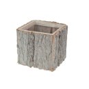 Tree bark square pot 19x19x17cm w/pl